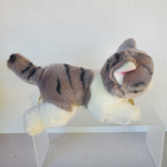Miyoni by Aurora Plush White Grey Striped Tabby Tiger Cat Kitten 10" - Picture 7 of 8